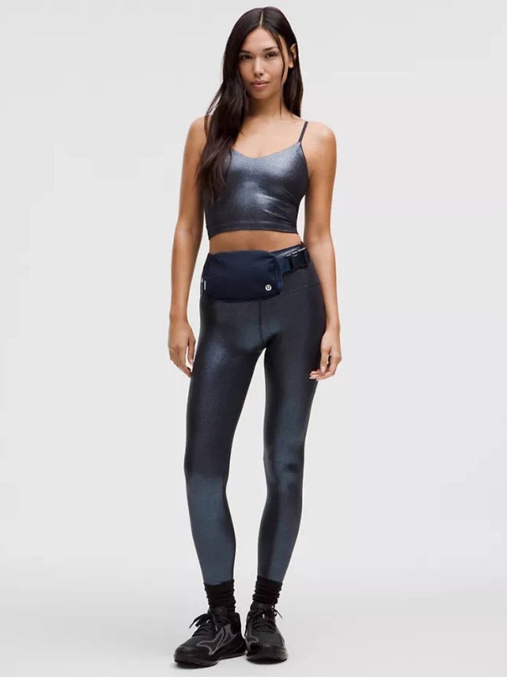 Lululemon Align High-Rise Ribbed Pant 28" *Shine Radiate Foil Print Black